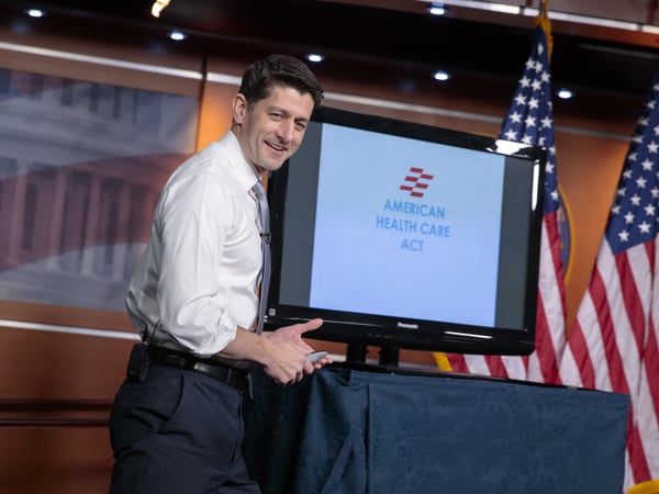 House Speaker Paul Ryan uses charts and graphs to make his case for the GOP's plan to repeal and replace the Affordable Care Act on March 9.